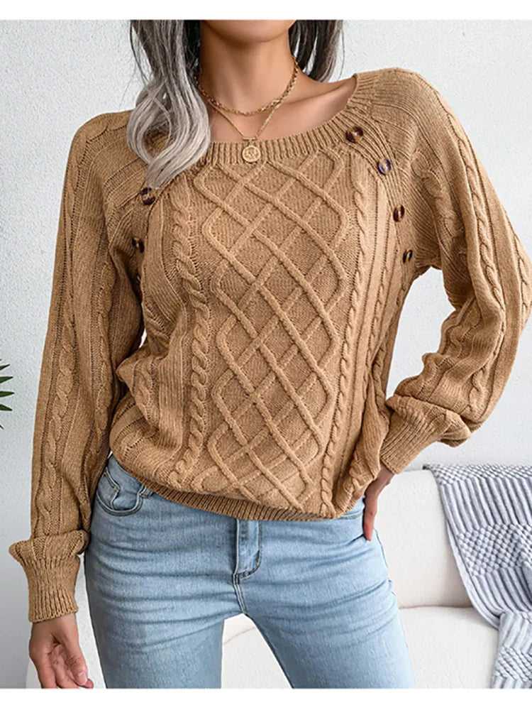 Amber - Pull Tricoté à Boutons pour Femmes