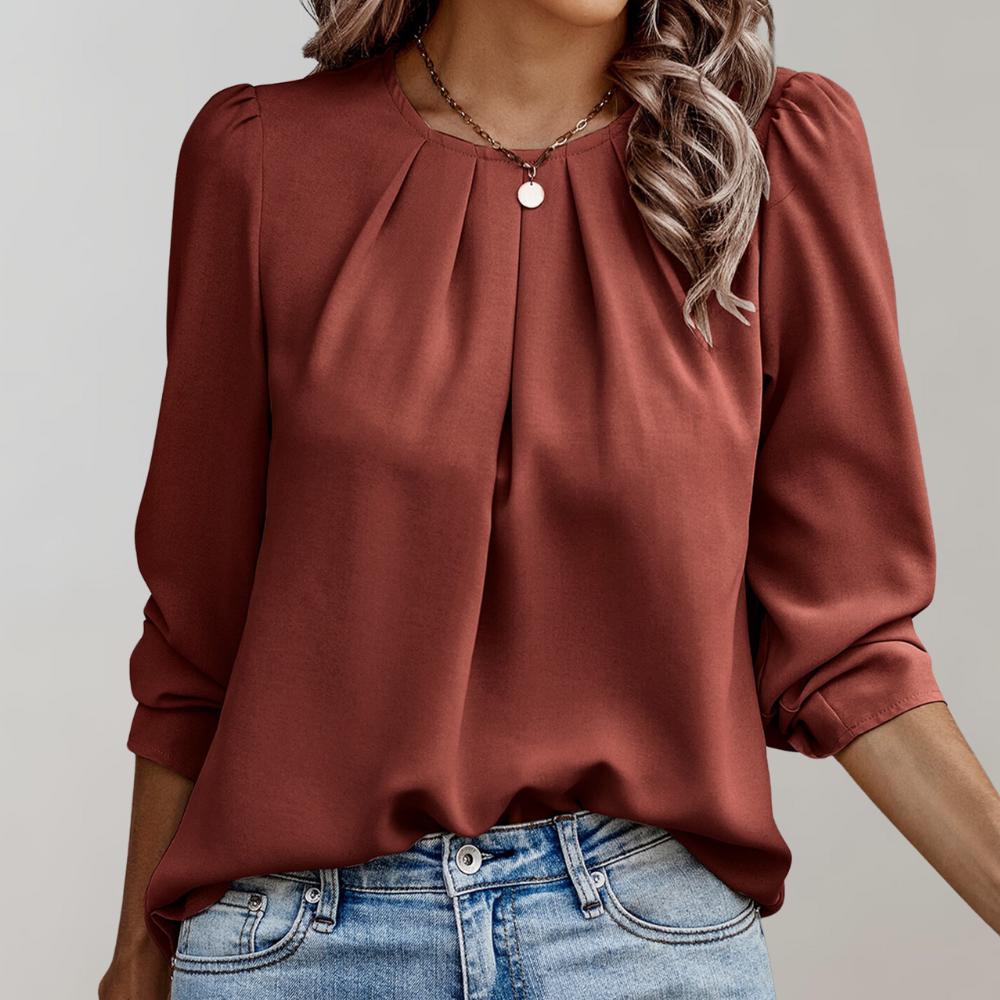 Lila - Blouse Chic et Stylée de Printemps avec Plis et Manches Bouffantes pour Femmes