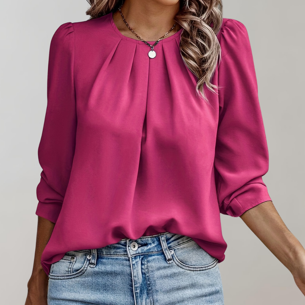 Lila - Blouse Chic et Stylée de Printemps avec Plis et Manches Bouffantes pour Femmes