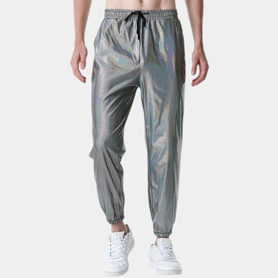 Inigo - Pantalon Aura étincelant pour homme avec ceinture élastique