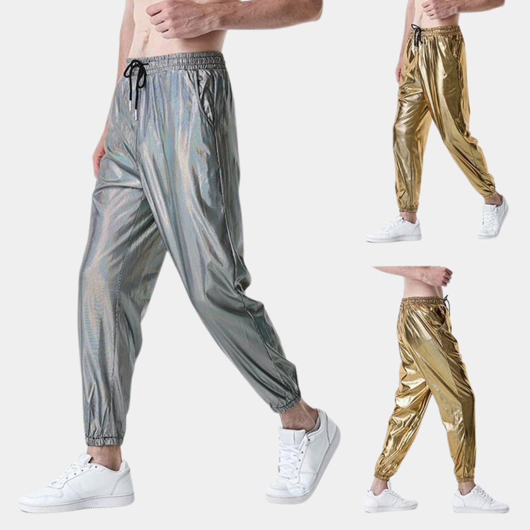Inigo - Pantalon Aura étincelant pour homme avec ceinture élastique