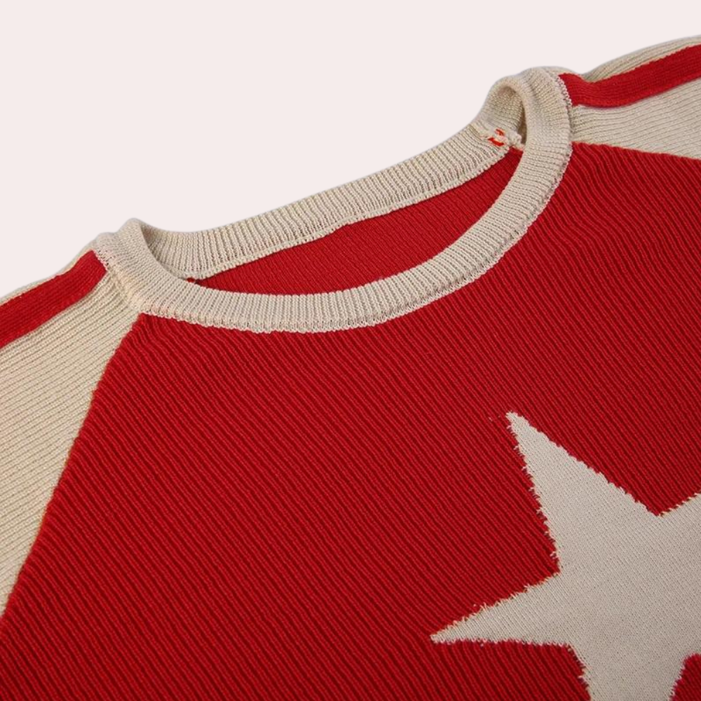 Yaretzi - Pull Vintage Étoilé à Col Rond