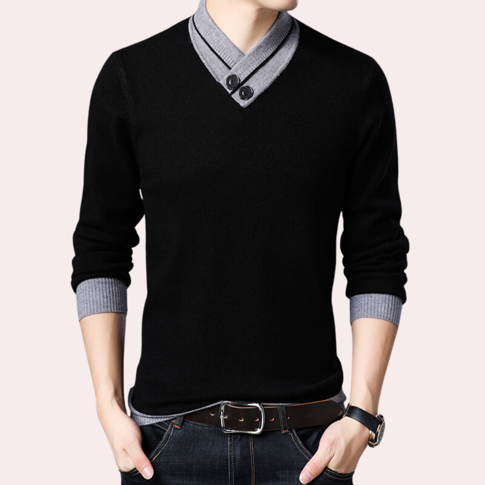 Csongor - Pull avec Col Châle Élégant pour Homme