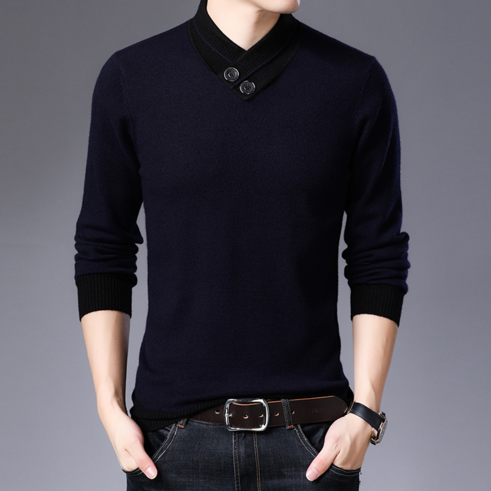 Csongor - Pull avec Col Châle Élégant pour Homme