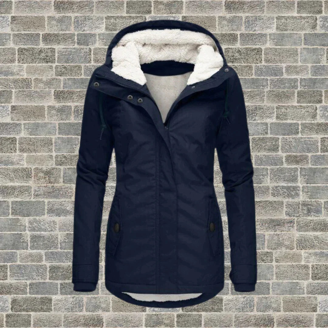 CAMILA - Manteau plissé en coton avec capuche