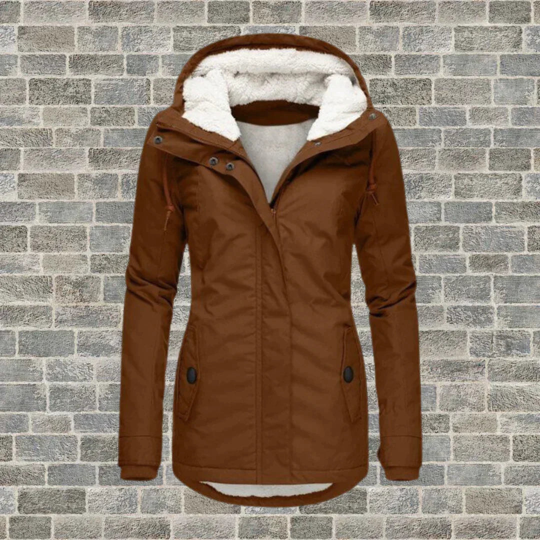 CAMILA - Manteau plissé en coton avec capuche
