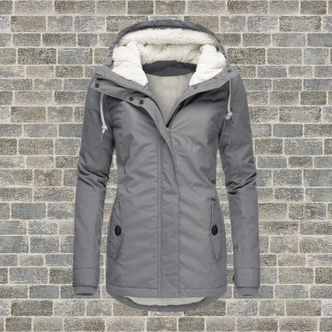 CAMILA - Manteau plissé en coton avec capuche