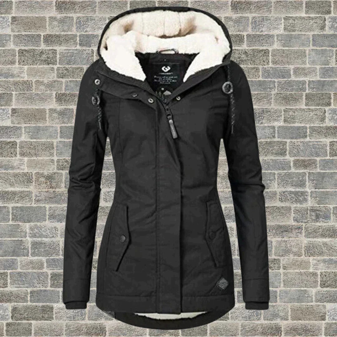 CAMILA - Manteau plissé en coton avec capuche