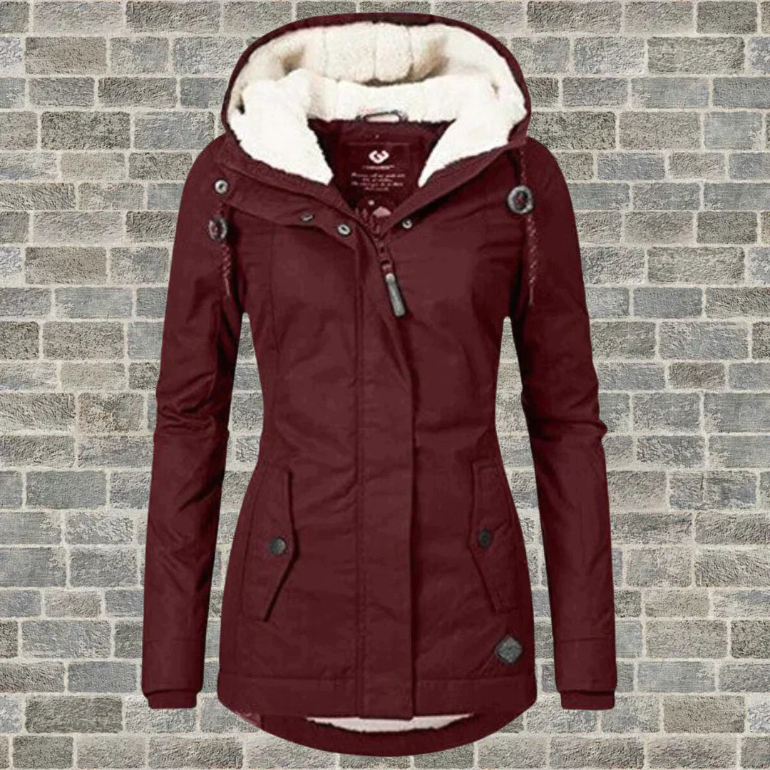 CAMILA - Manteau plissé en coton avec capuche