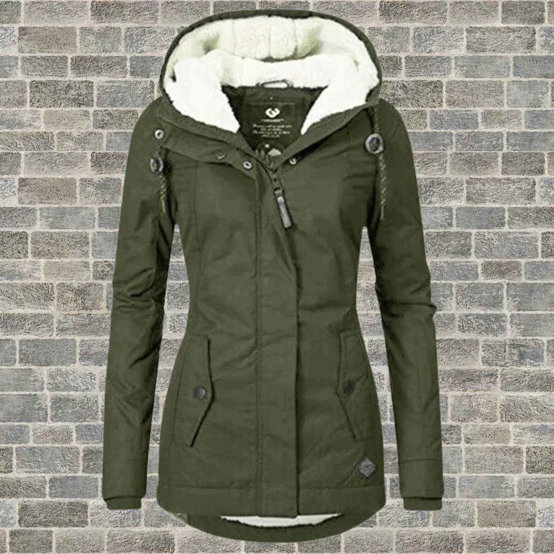 CAMILA - Manteau plissé en coton avec capuche