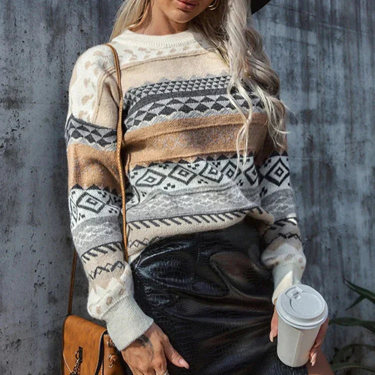 Emilia - Pull en maille rayé vintage pour femme