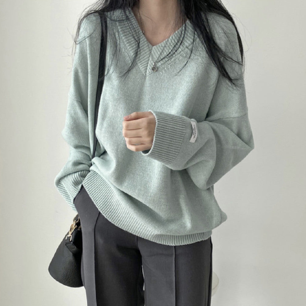 Pull en V Uni pour un Style Dark Academia - Élégance Assurée