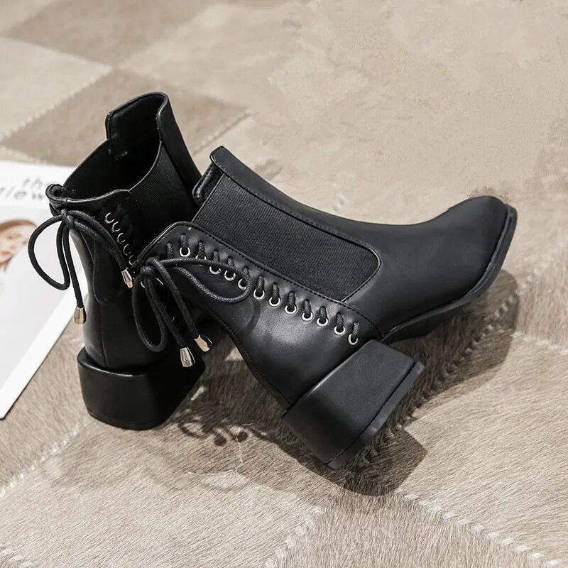 Lea - Bottes à talon bas pour femmes