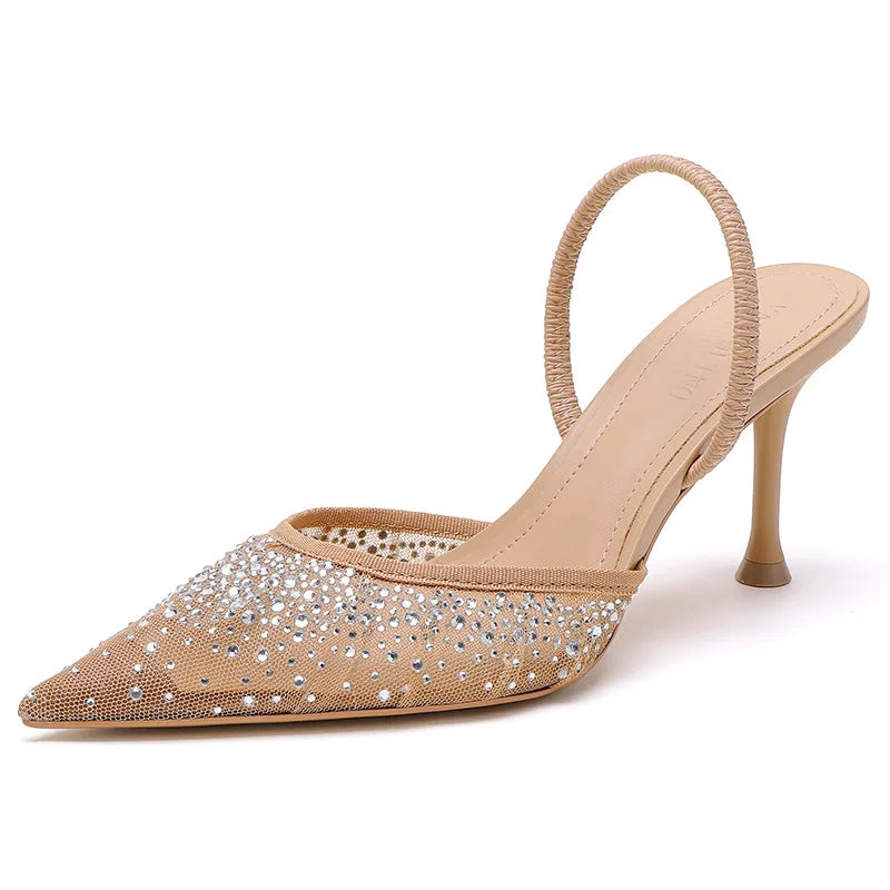 Sandales pointues à talons hauts et maille pailletée - Mirrena