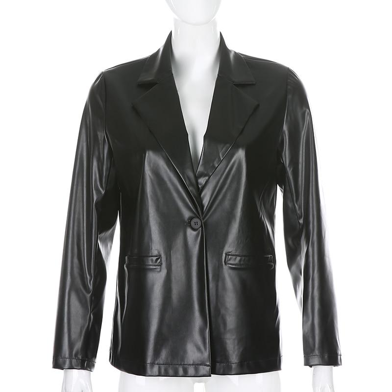 MODACHIC - Blazer décontracté en cuir PU
