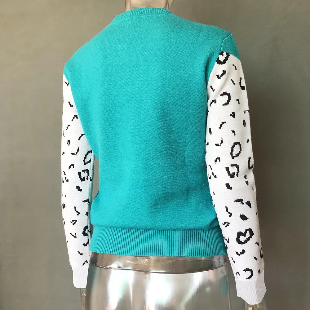 Bianca - Pull avec motif léopard contrasté sur les manches