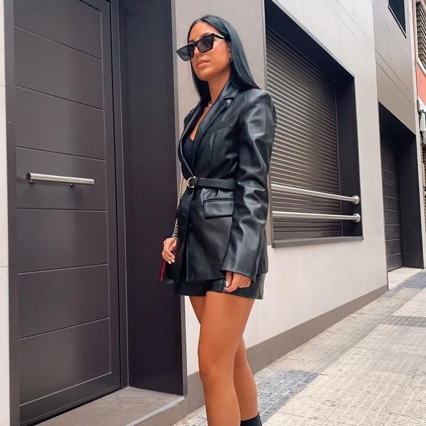 Blazer en cuir pour femme - Eyvette