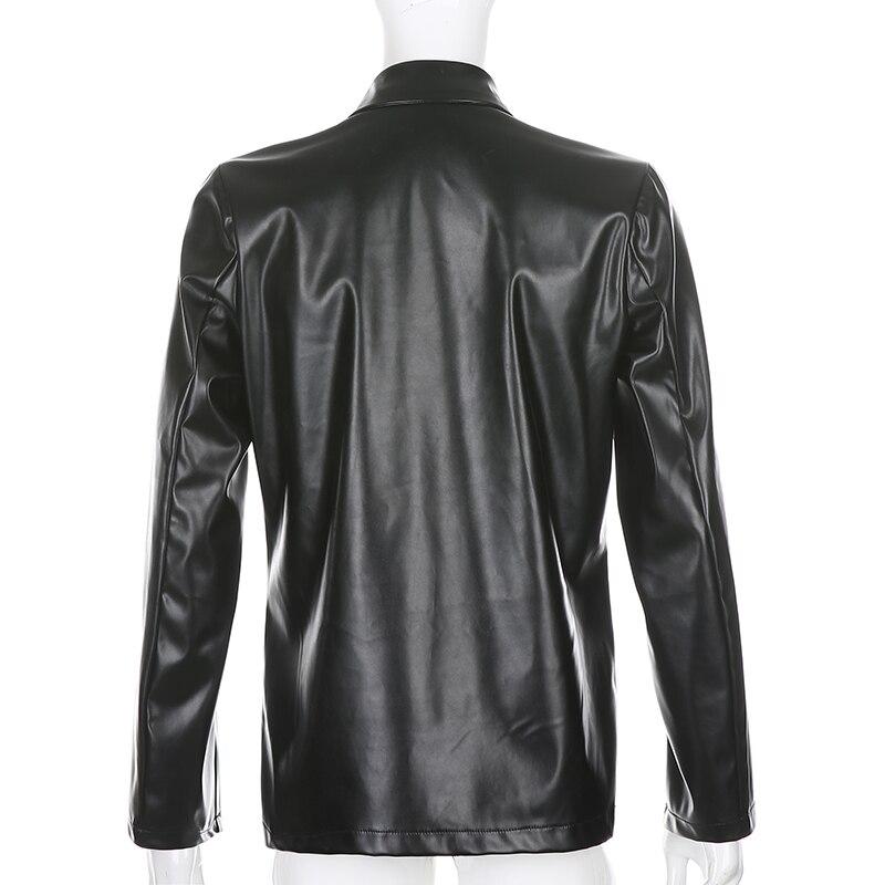 MODACHIC - Blazer décontracté en cuir PU