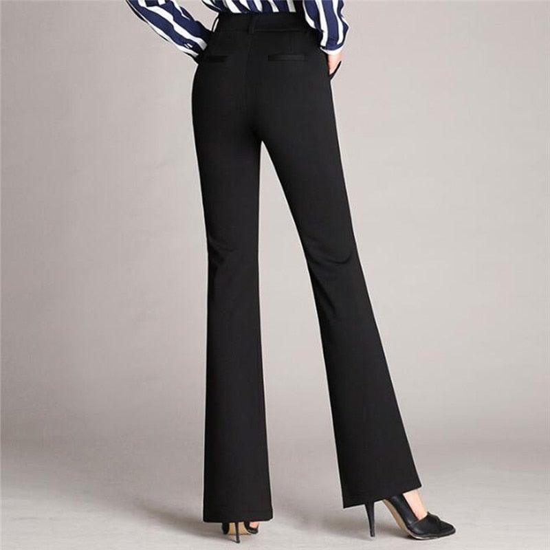 Pantalon slim évasé taille haute