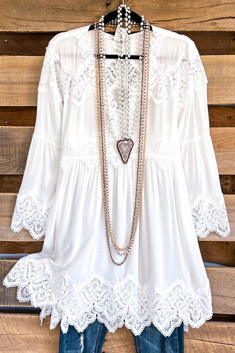 Azura - Chemise ajourée vintage sexy en dentelle patchwork pour femme
