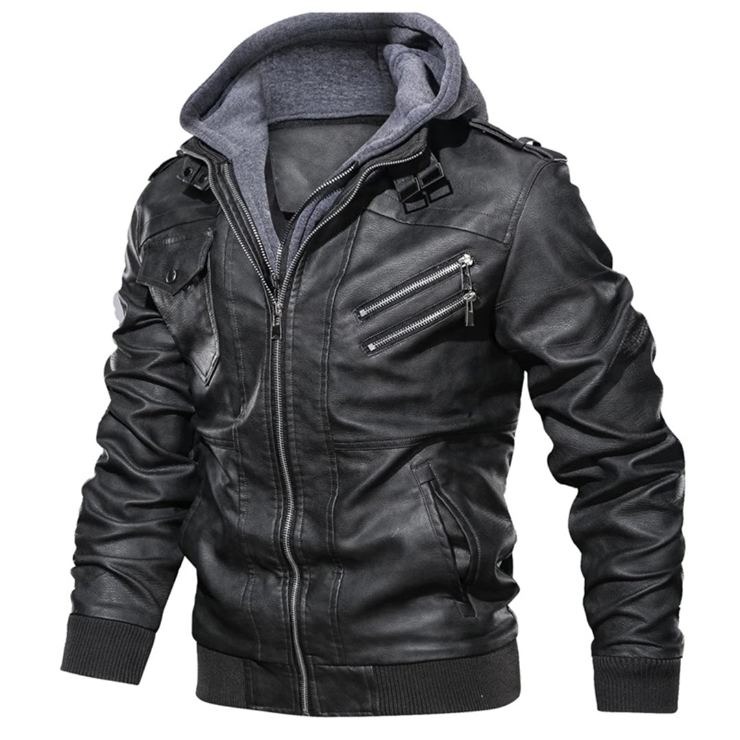 Jacob - Veste en cuir à capuche pour hommes