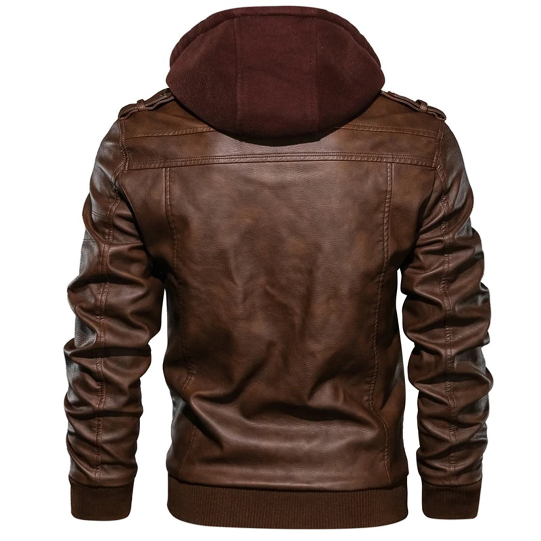 Jacob - Veste en cuir à capuche pour hommes
