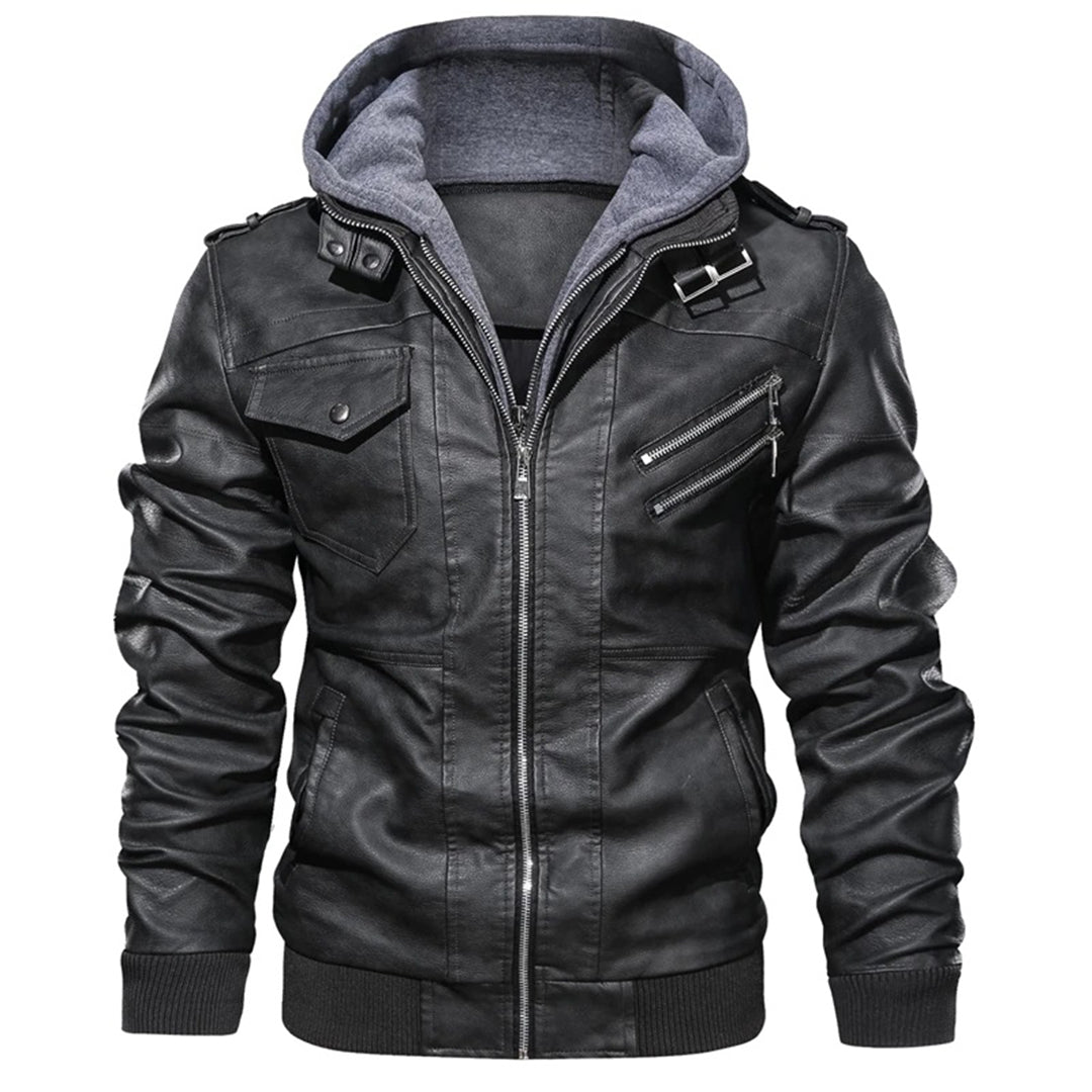 Jacob - Veste en cuir à capuche pour hommes