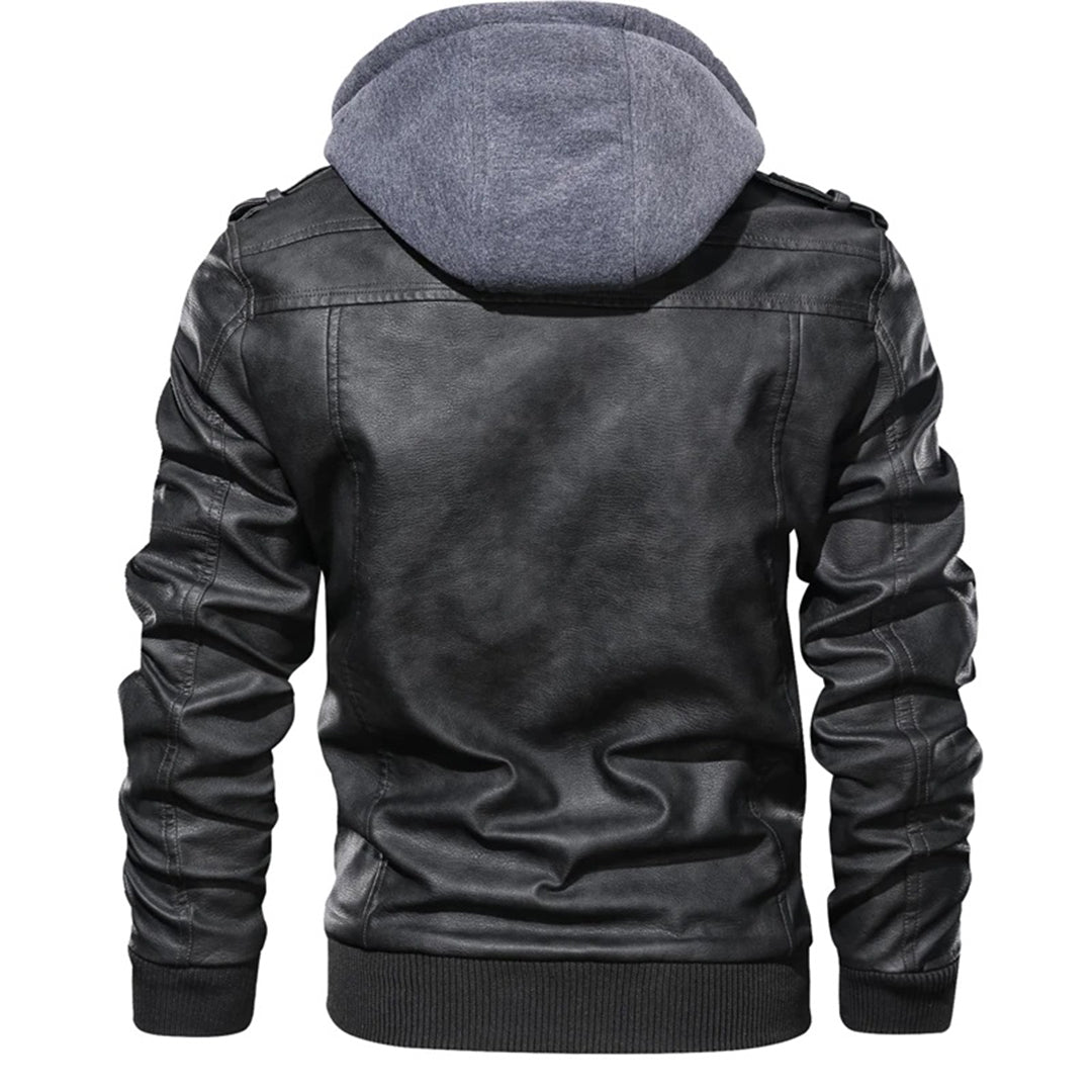 Jacob - Veste en cuir à capuche pour hommes