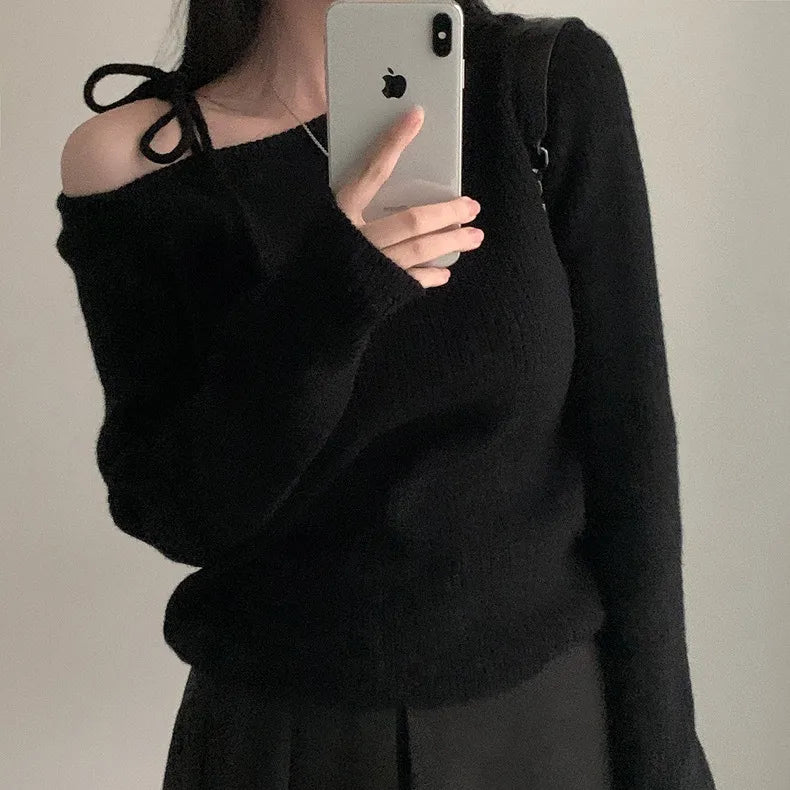 Leona - Pull à Épaules Dénudées en Maille Côtelée pour Femme
