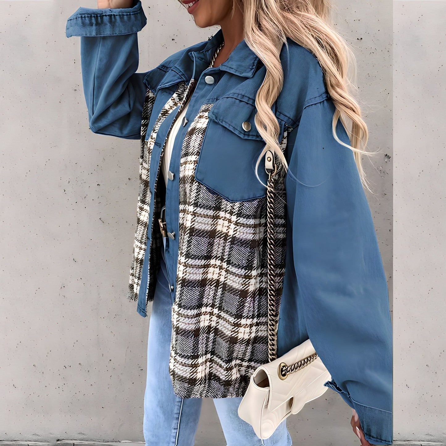 Veste à carreaux pour femme - Zimria