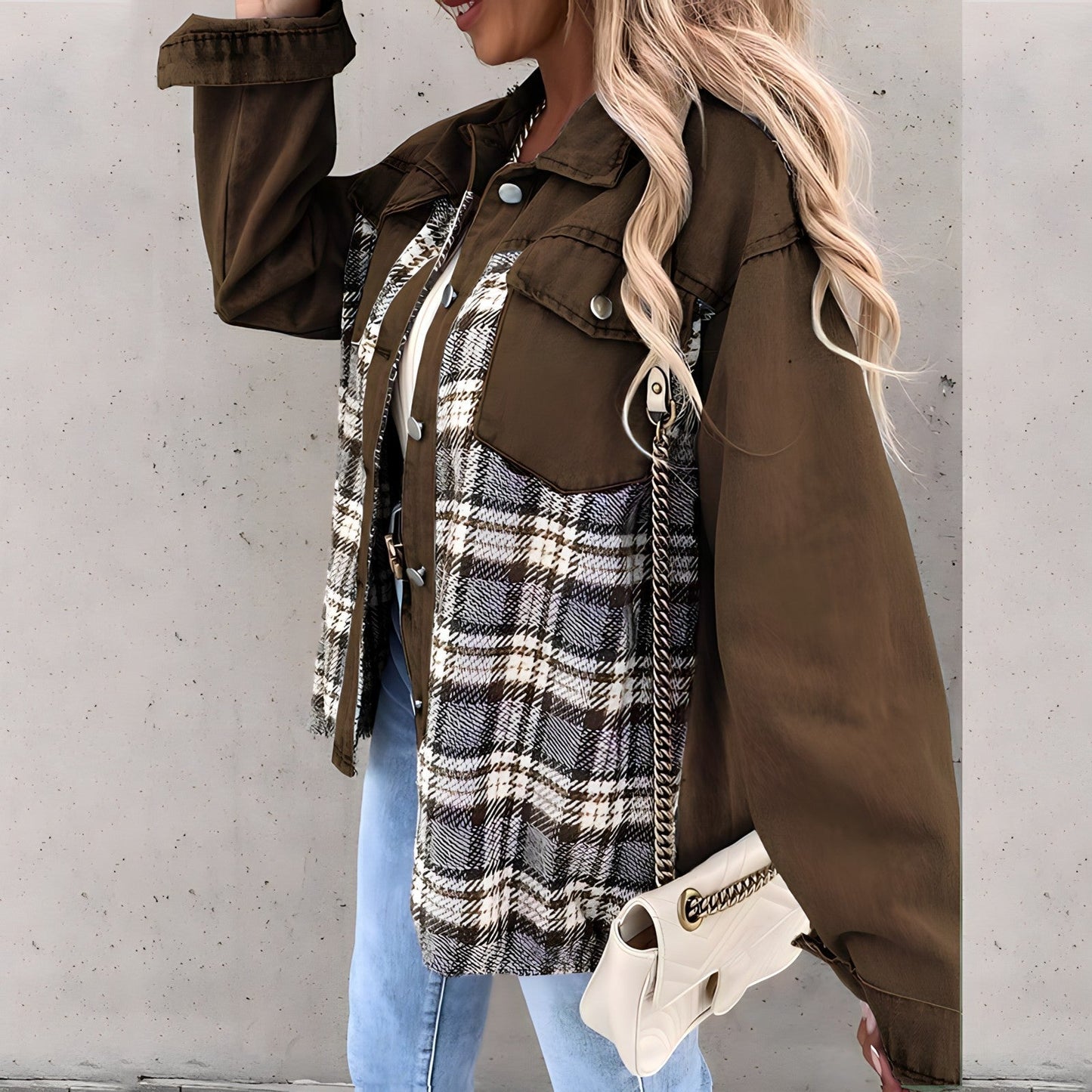 Veste à carreaux pour femme - Zimria
