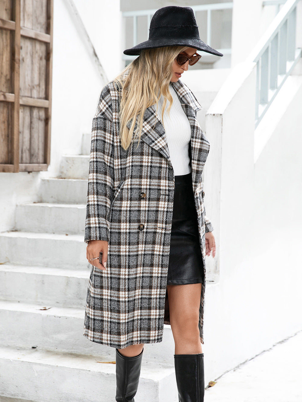 Manteau long à carreaux - Dabney