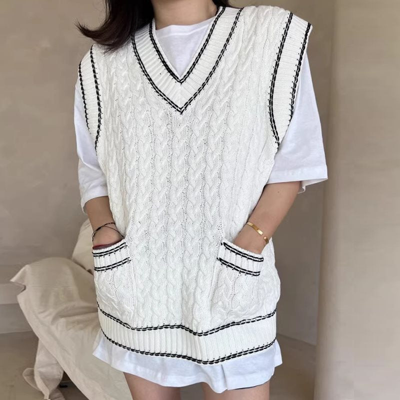 Lea - Gilet en maille multicouche avec résille et garniture contrastée