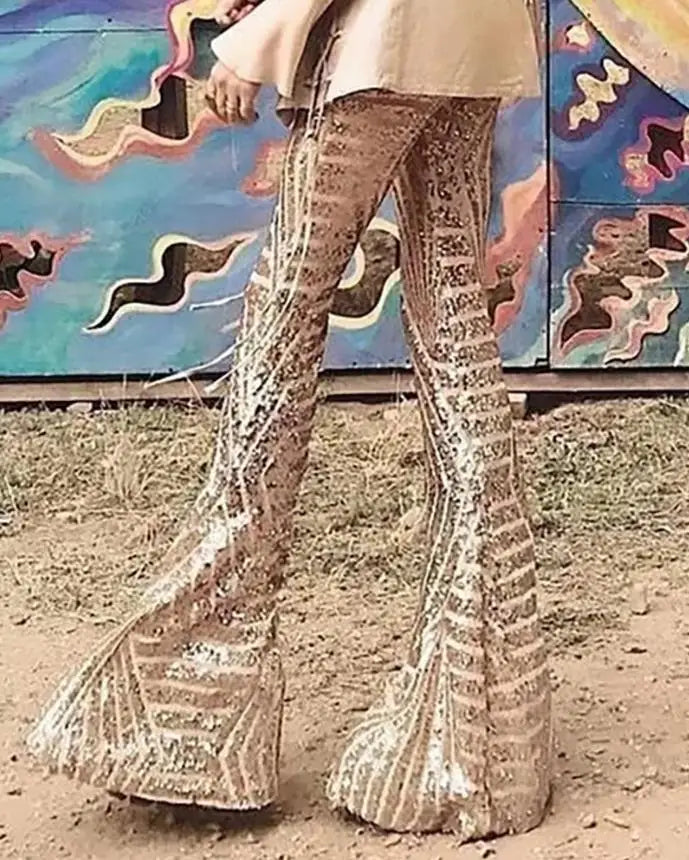Gabrielle - Pantalon Évasé À Paillettes