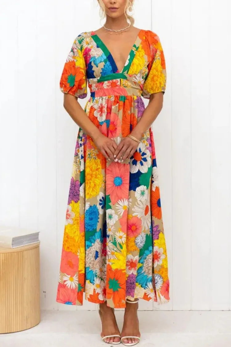 Charlotte - Robe À Manches Bouffantes Et Imprimé Floral