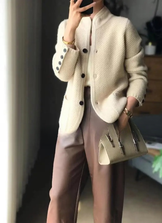 Veste chaude et confortable en laine de cachemire pour femme