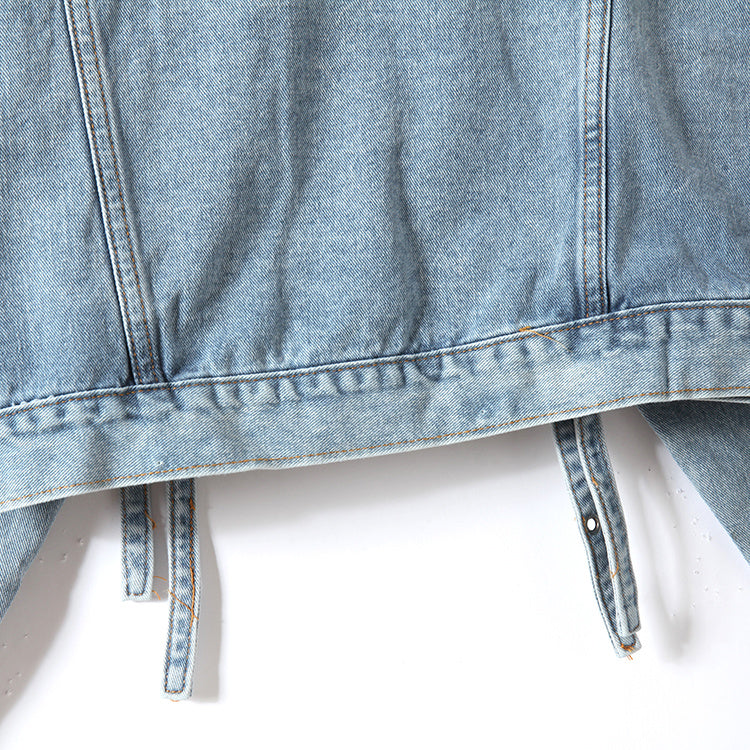 Julie - Veste en Denim avec Broderies Florales et Sequins