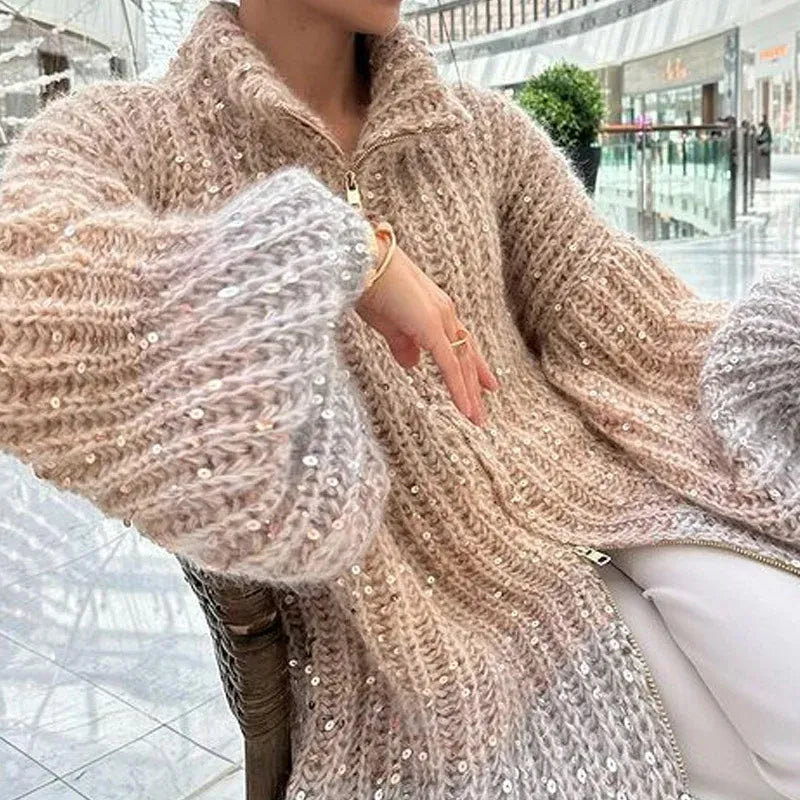 Tara - Pull Automnal Stylé à Paillettes pour Femmes