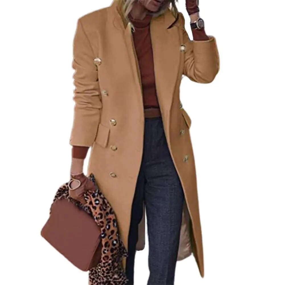 Veste en laine à double boutonnage pour femme