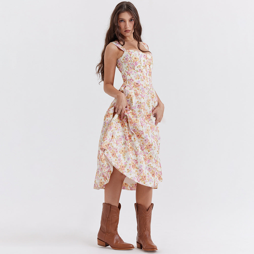 Aurora Vista - Robe corset de printemps d'été à fente haute pour femmes