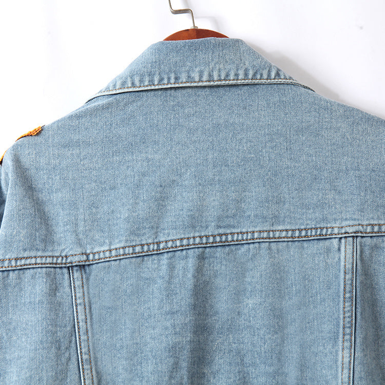 Julie - Veste en Denim avec Broderies Florales et Sequins