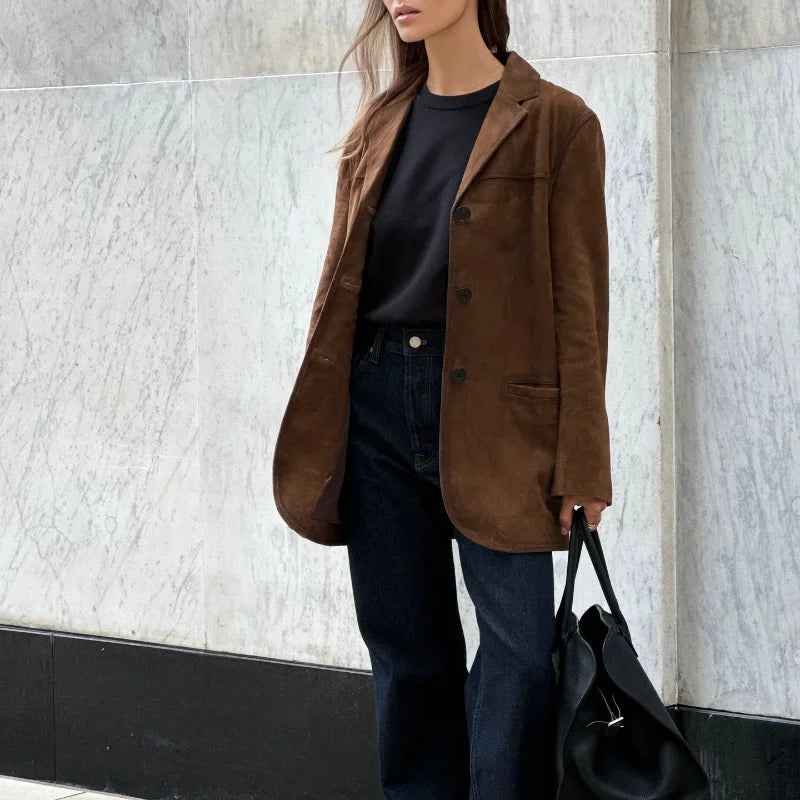 Veste ample en daim pour femme