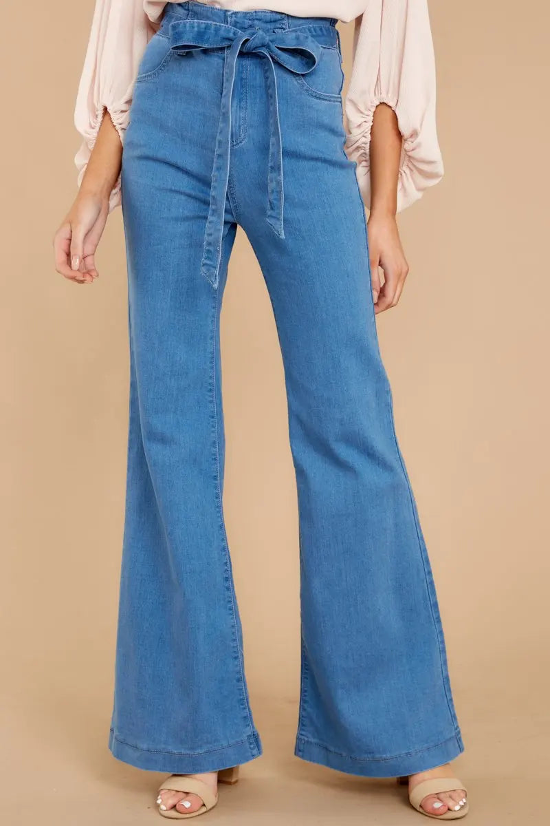 Jean en denim extensible à jambe large pour femme - Lachelle