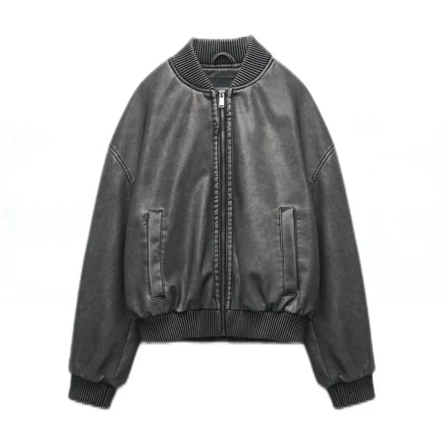 Camille - Blouson Bombardier Court Aspect Cuir