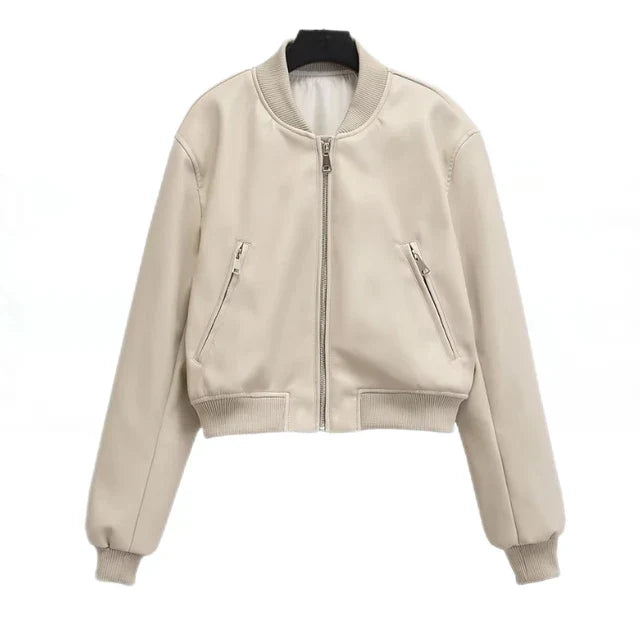 Camille - Blouson Bombardier Court Aspect Cuir