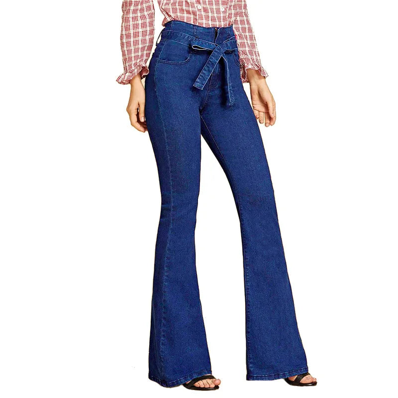 Jean en denim extensible à jambe large pour femme - Lachelle
