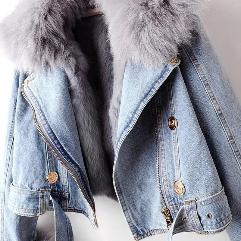 Giara - Veste en Denim Doublée de Fourrure