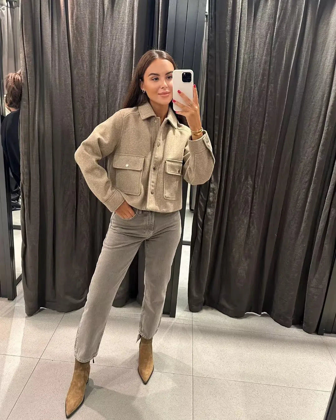 Veste Chic à Col Coloré avec levant pour Femme