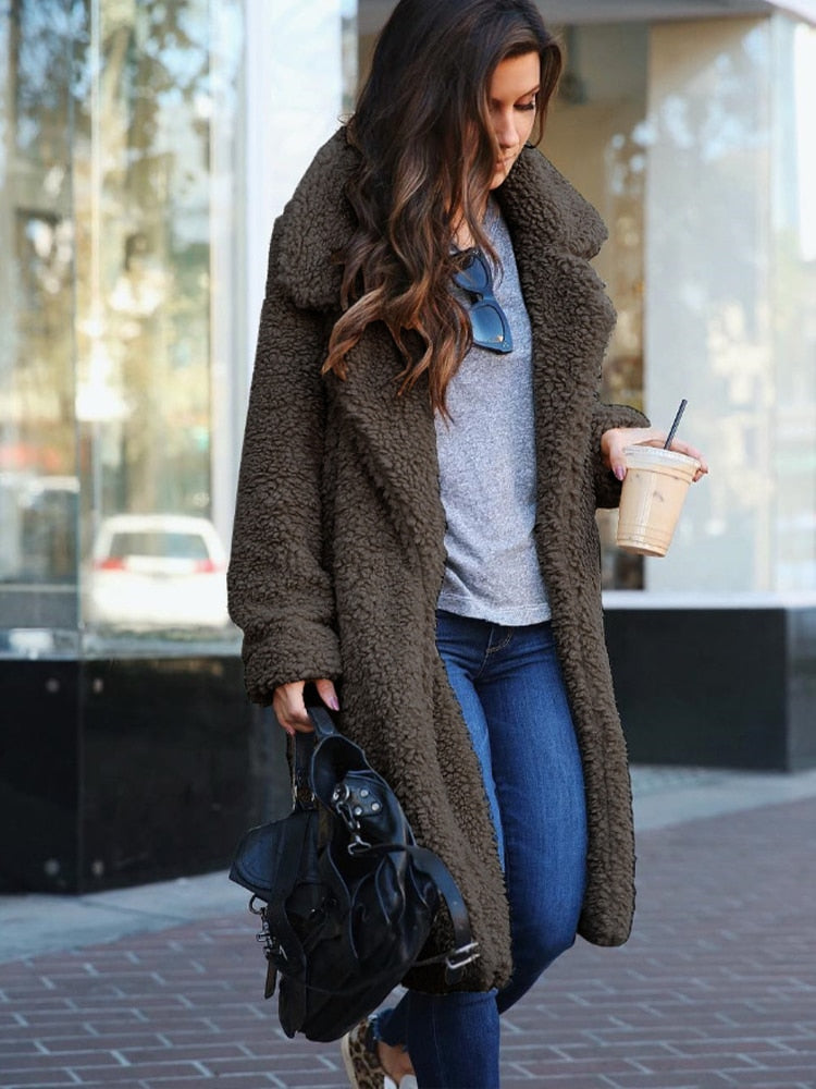 Manteau long d'hiver en peluche - Margreth