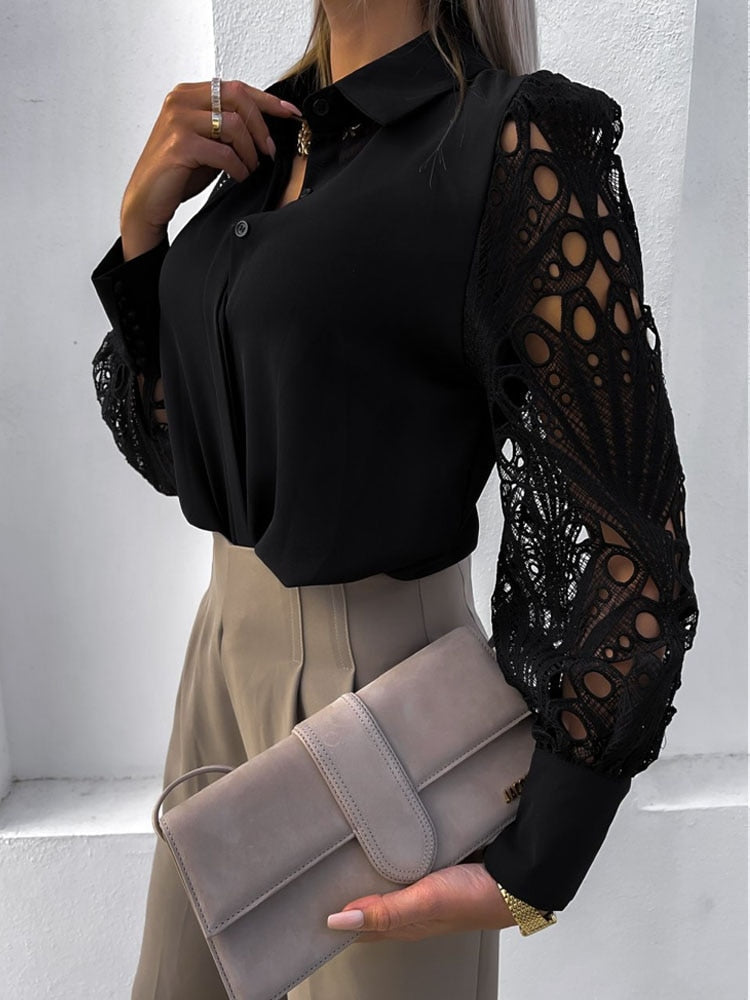 Manon - Blouse en Dentelle Stylée et Confortable pour Femmes